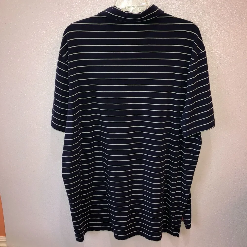 Polo Golf Ralph Lauren Mens Size XXL Navy Blue Stripe Stretch Lisle Polo Shirt